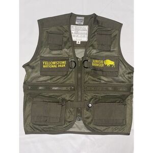 Yellowstone National Park Junior Ranger Vest Kids Green S 4U Zip Up Pockets Mesh